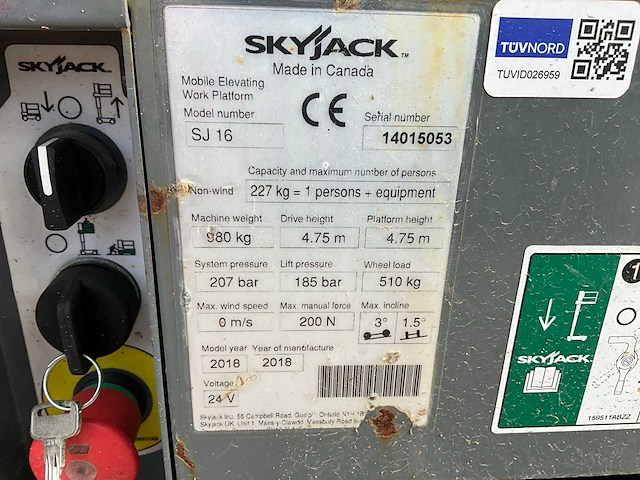 2016 skyjack sj16 personenlift - afbeelding 9 van  17