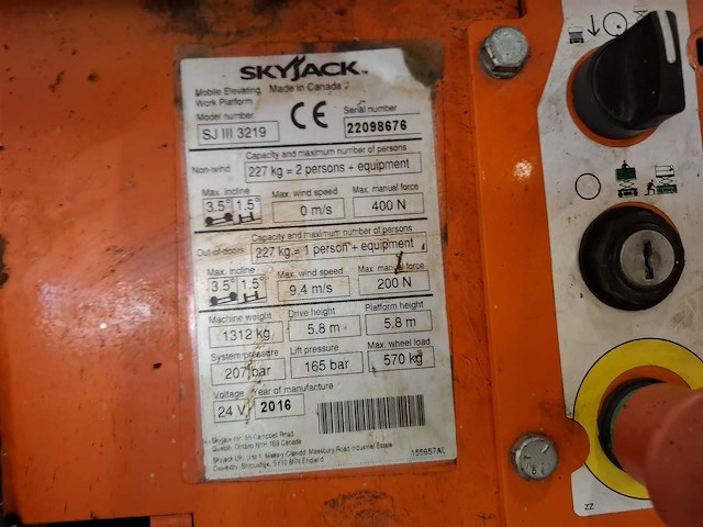 2016 skyjack sj3219 hoogwerker - afbeelding 4 van  12