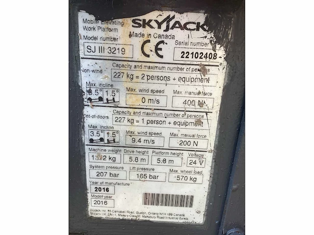 2016 skyjack sjiii 3219 hoogwerker - afbeelding 8 van  8