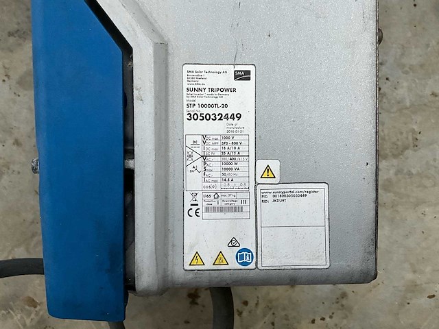 2016 sma stp 10000tl-20 omvormer - afbeelding 6 van  8