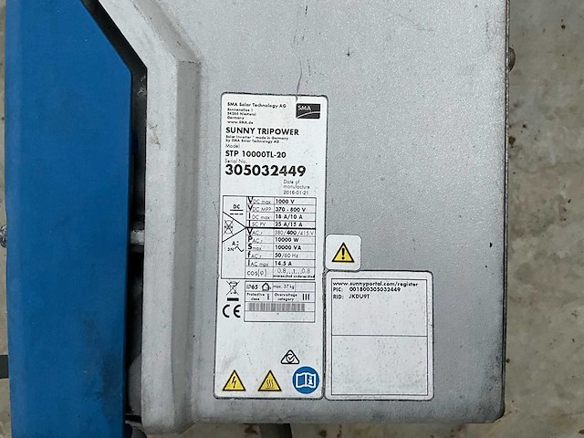 2016 sma stp 10000tl-20 omvormer - afbeelding 7 van  8