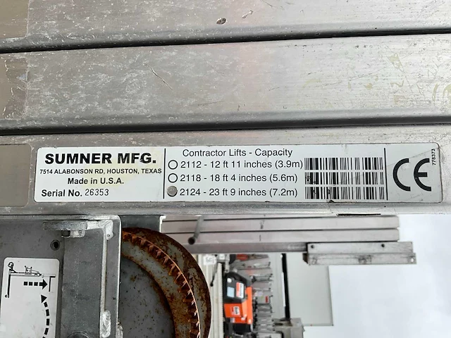 2016 sumner manufacturing 2124 materiaallift / kanaallift - afbeelding 3 van  11