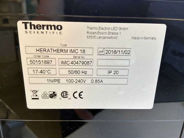 2016 thermo scientific heratherm imc 18 laboratoriumincubator - afbeelding 6 van  6