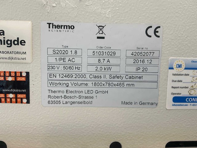 2016 thermo scientific safe 2020 1.8 microbiologische veiligheidskast en12469 - afbeelding 5 van  9