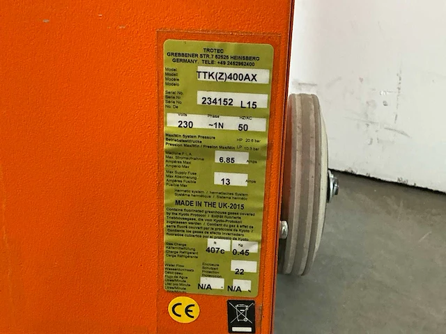 2016 trotec ttk 400 bouwdroger 75l - afbeelding 4 van  5