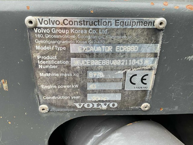 2016 volvo ecr 88d midigraafmachine - afbeelding 32 van  32