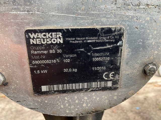 2016 wacker neuson bs 30 trilstamper - afbeelding 5 van  5