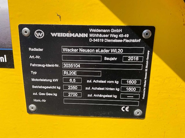 2016 wacker neuson wl20e shovel - afbeelding 3 van  28