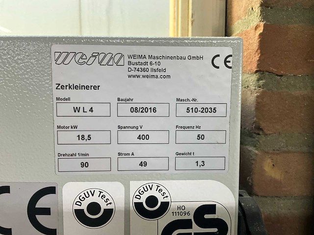 2016 weima wl 4 / 18,5kw versnipperaar - afbeelding 3 van  11