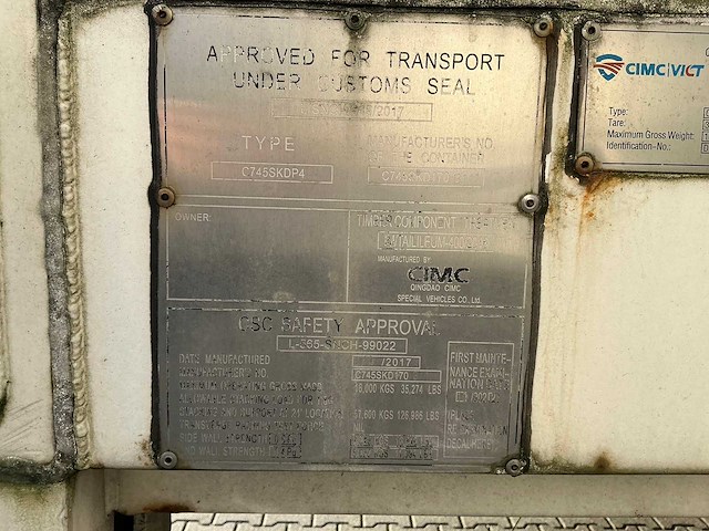 2016 wemacon/cimc c745skdp4 129wissellaadbak - afbeelding 6 van  20