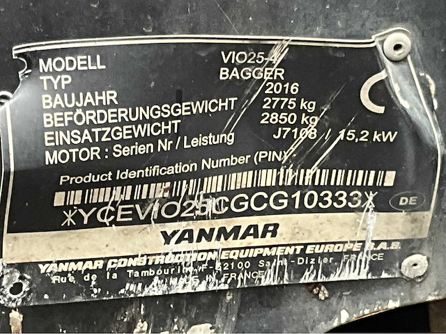 2016 yanmar vio25-4 mini graafmachine - afbeelding 21 van  28