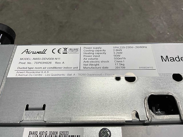 2017 - airwell - awsi-ddv009 - airconditioning - afbeelding 2 van  6