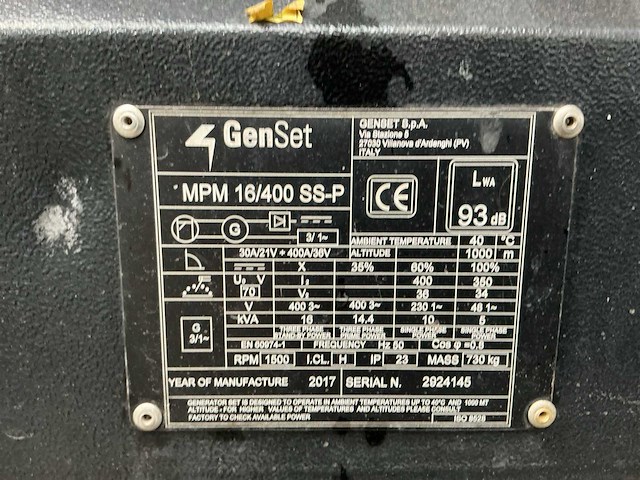 2017 - genset - 16-400 - stroomgenerator/noodstroom aggregaat - afbeelding 2 van  7