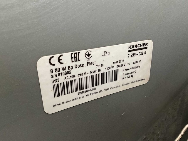 2017 - karcher - b 80 w bp dose fleet - schrob-/zuigmachine - afbeelding 10 van  10
