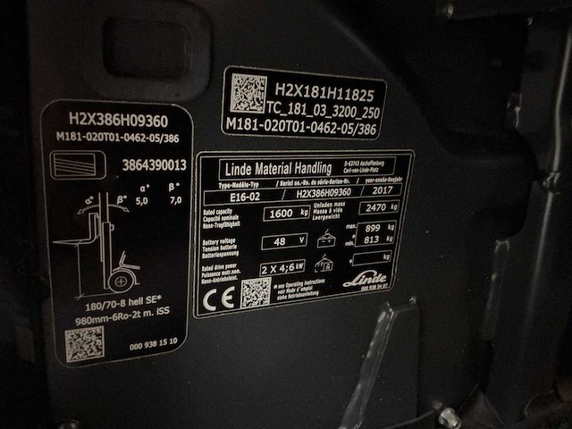 2017 - linde - e16-02 evo - forklift trucks - afbeelding 2 van  10