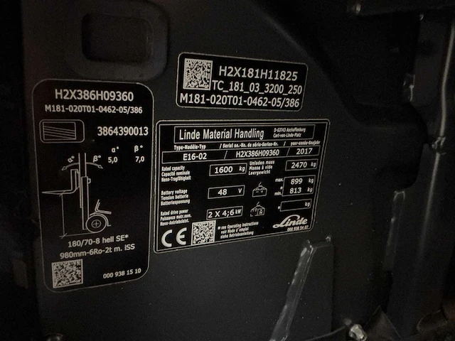 2017 - linde - e16-02 evo - forklift trucks - afbeelding 2 van  10