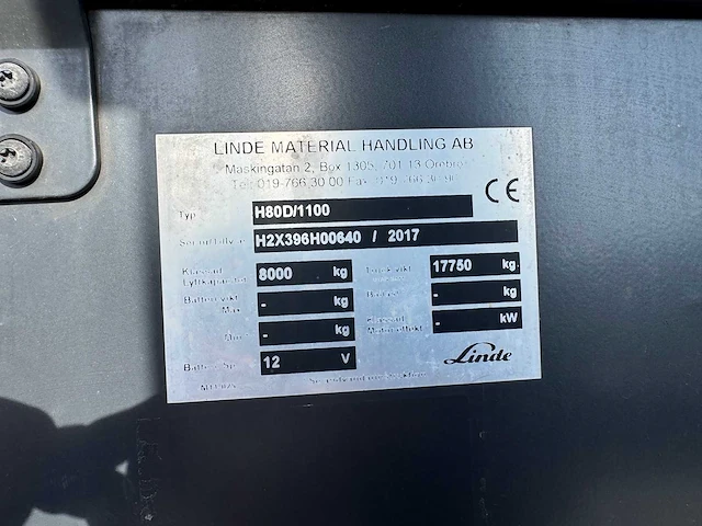 2017 - linde - h80d/1100 - forklift trucks - afbeelding 24 van  32