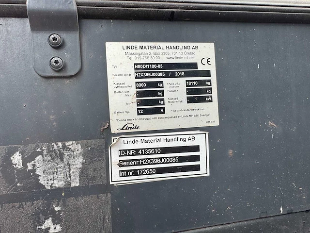 2017 - linde - h80d/1100-03 - forklift trucks - afbeelding 17 van  30