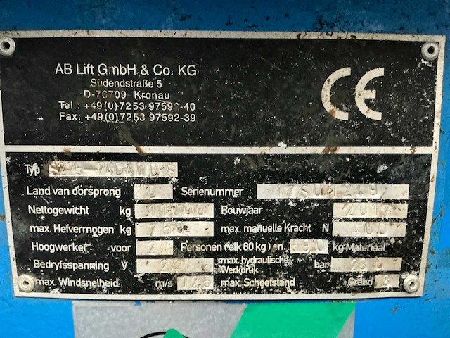 2017 ab lift s225-24d4wds hoogwerker - afbeelding 33 van  40
