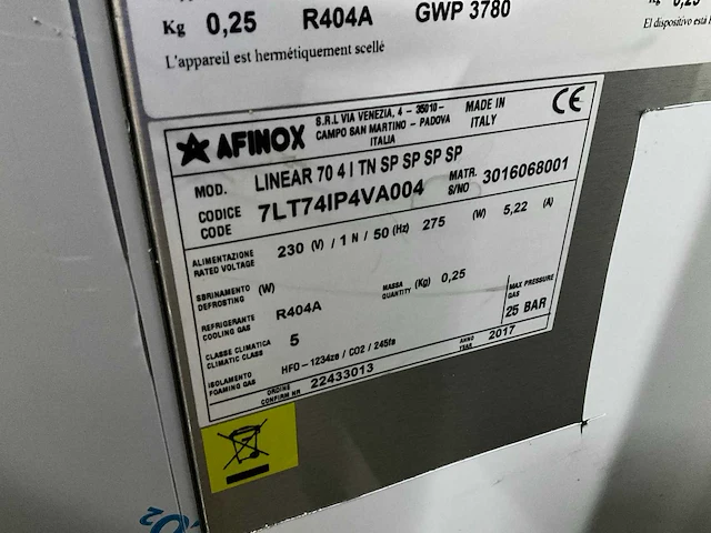 2017 afinox linear 70 4 koelwerkbank - afbeelding 7 van  7