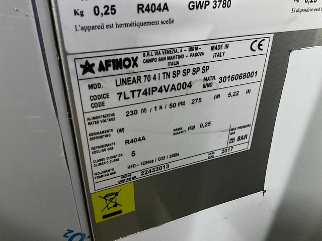 2017 afinox linear 70 4 koelwerkbank - afbeelding 7 van  7