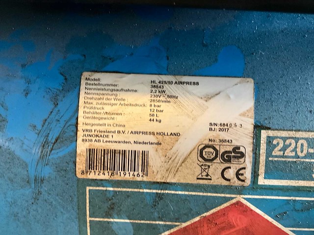 2017 airpress hl425/50 compressor - afbeelding 7 van  7