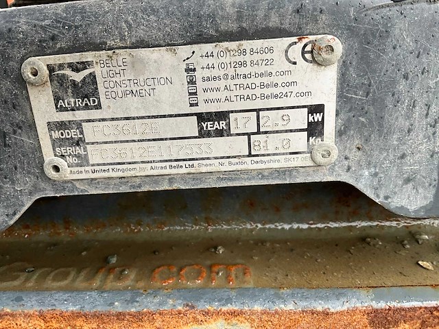 2017 altrad / belle fc3612e trilplaat - afbeelding 7 van  9