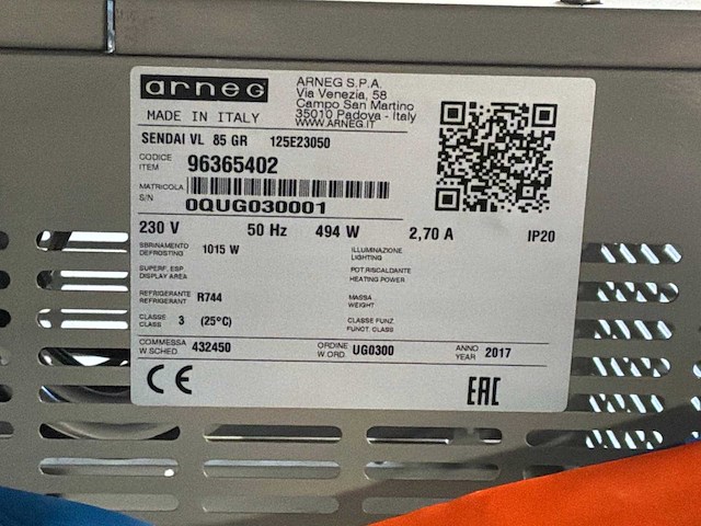 2017 arneg sendai vl 85 gr 125e remote koel eilandvitrine - afbeelding 8 van  8