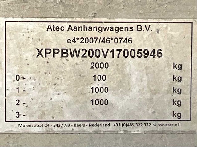 2017 atec eb2 2-1 dubbelas aanhangwagen - afbeelding 11 van  19