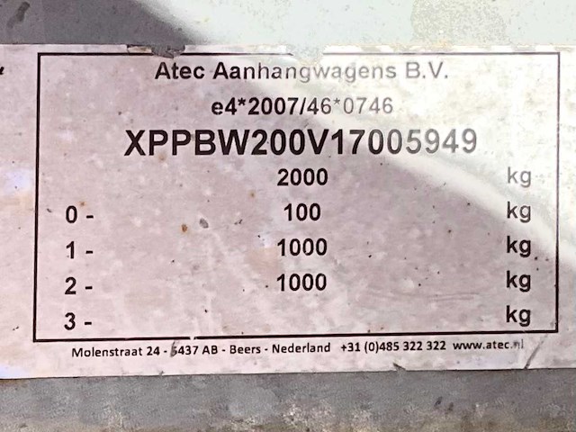 2017 atec eb2 2-1 dubbelas aanhangwagen - afbeelding 11 van  19