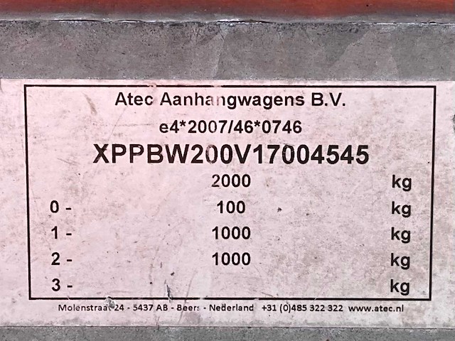 2017 atec eb2 2-1 dubbelas aanhangwagen - afbeelding 9 van  15