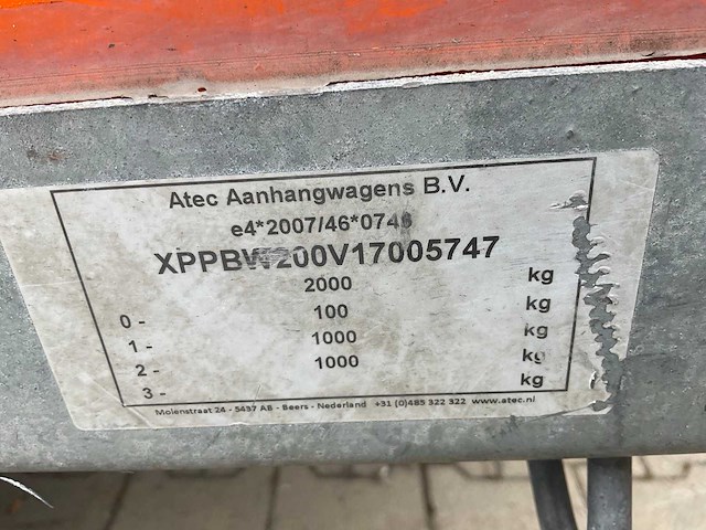 2017 atec eb2 2-1 dubbelas aanhangwagen - afbeelding 9 van  17