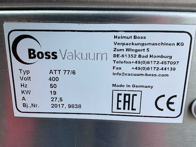 2017 boss att77/6 warmwater krimptunnel - afbeelding 1 van  8