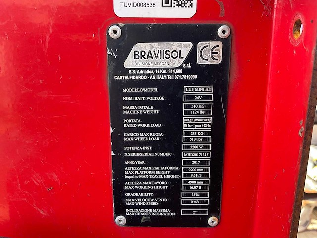 2017 braviisol leonardo lui mini hd hoogwerker / personenlift - afbeelding 10 van  18