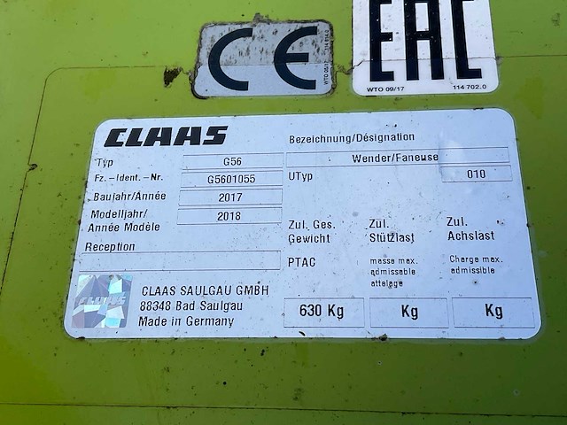 2017 claas volto 45 g56 schudder - afbeelding 2 van  10