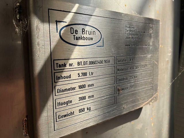 2017 de bruine tankbouw hydrofoorvat, rvs - afbeelding 5 van  13