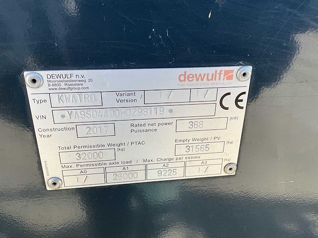2017 dewulf kwatro gen ii 4-rij bunkerrooier op rupsonderstel aardappelrooier - afbeelding 18 van  43