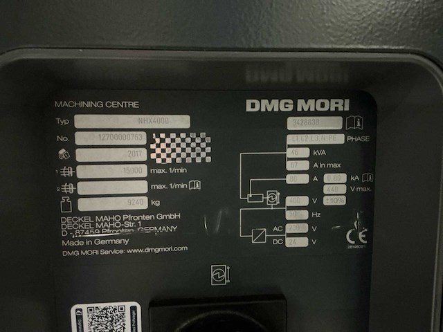 2017 dmg mori nhx 4000 horizontaal 4-assige cnc-bewerkingscentrum - afbeelding 15 van  23