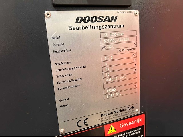 2017 doosan vc 630/5ax cnc universal machinecentrum - afbeelding 17 van  24