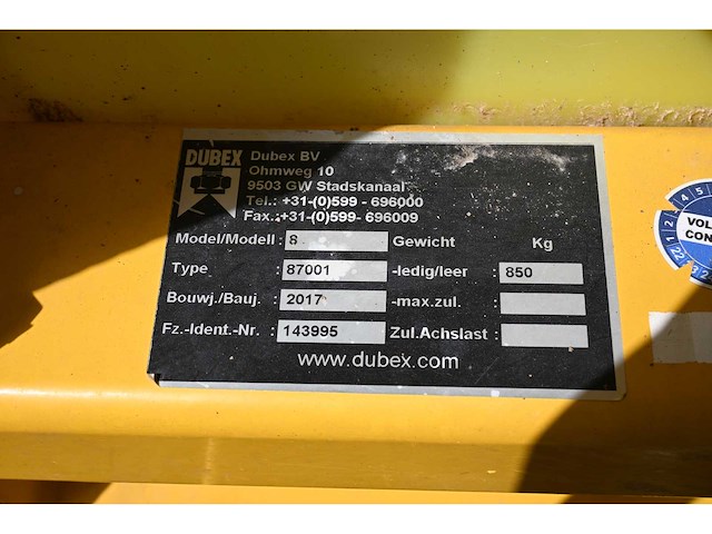 2017 dubex 8-87001 27 meter veldspuit - afbeelding 1 van  5