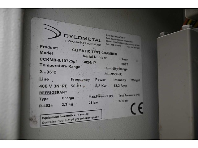 2017 dycometal cckmb-0/10725pf klimaat testkamer - afbeelding 3 van  10