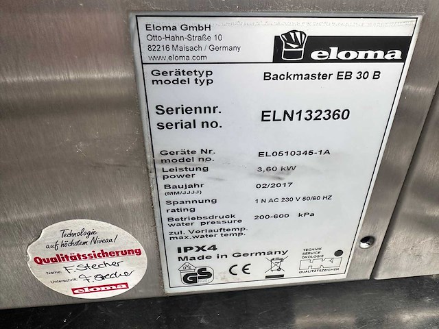 2017 eloma backmaster eb 30b combi oven - afbeelding 7 van  7