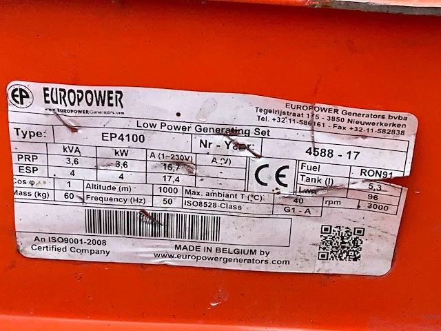 2017 europower ep4100 stroom aggregaat - afbeelding 2 van  10