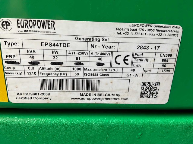 2017 europower eps44tde hybride stroomaggregaat - afbeelding 3 van  20