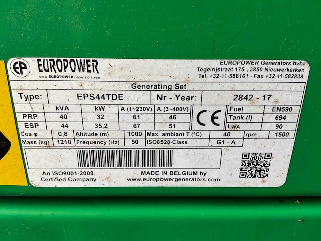 2017 europower eps66tde / eps44tde noodstroomaggregaat (2x) - afbeelding 4 van  15