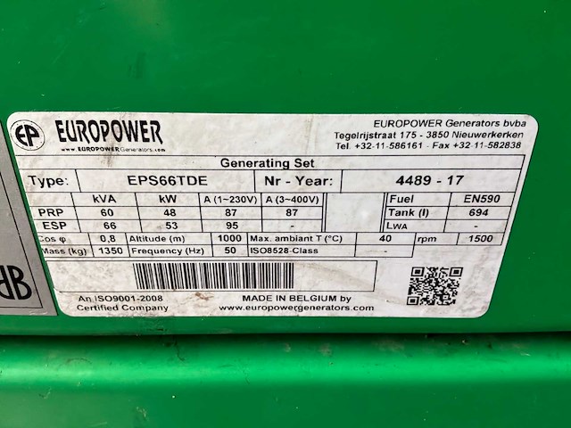 2017 europower eps66tde hybride stroomaggregaat - afbeelding 16 van  16