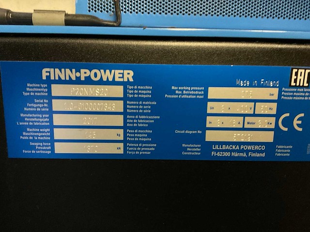 2017 finn power p20 hydraulische slangen pers - afbeelding 7 van  7