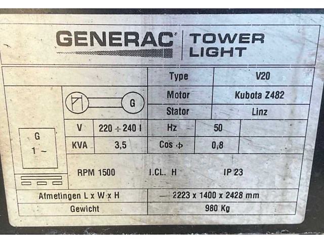 2017 generac mobile products v20 led lichtmast aanhangwagen - afbeelding 15 van  24