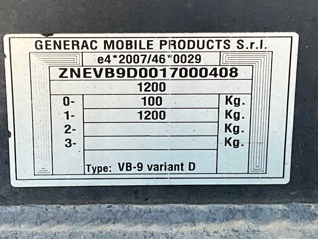 2017 generac mobile products vb9 v20 led lichtmast aggregaat aanhangwagen - afbeelding 10 van  18