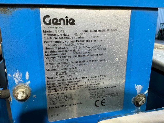 2017 genie gr12 hoogwerker - afbeelding 5 van  13
